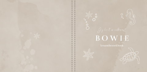 Beige velvet-look kraambezoekboek met onderwaterwereld