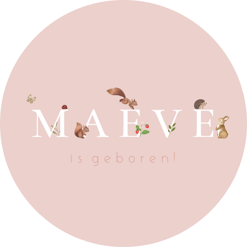 Raamsticker rond roze met bosdieren