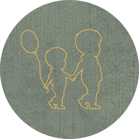 Sluitsticker groen met lijntekening silhouet broertjes