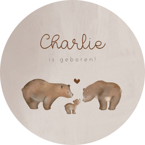 Raamsticker rond bruin met berenfamilie