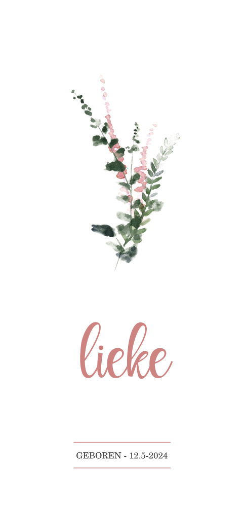 Stijlvol geboortekaartje voor meisje met watercolour takje
