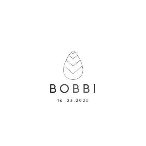 Minimalistisch zwart folie geboortekaartje met bladeren