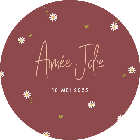 Raamsticker rond rood met madeliefjes