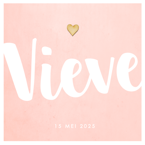 Hippe geboortekaart meisje met bij te bestellen houten hartje