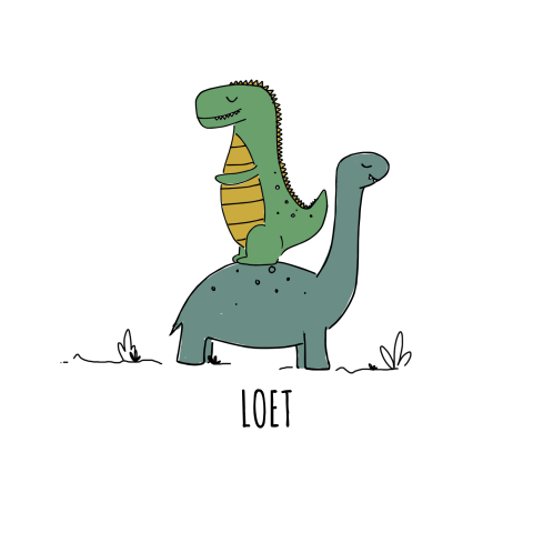 Stoer geboortekaartje voor jongen met tekening dino's
