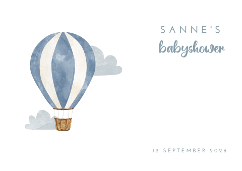 Placemat met luchtballon in de wolken