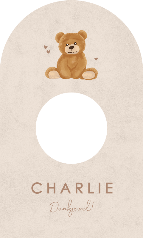 Boogkaartje beige met teddybeer
