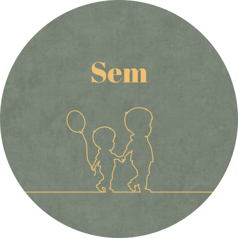 Raamsticker rond met groene velvet-look en silhouetjes