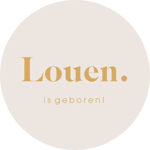 Tuinbord rond minimalistisch in zandkleur met goudkleurige letters