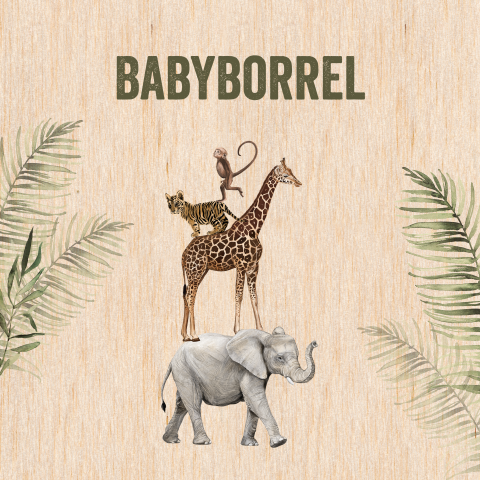 Uitnodiging kraamfeest in jungle-stijl en stoere typografie
