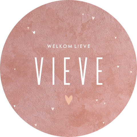Tuinbord rond met oudroze velvetlook en hartjes