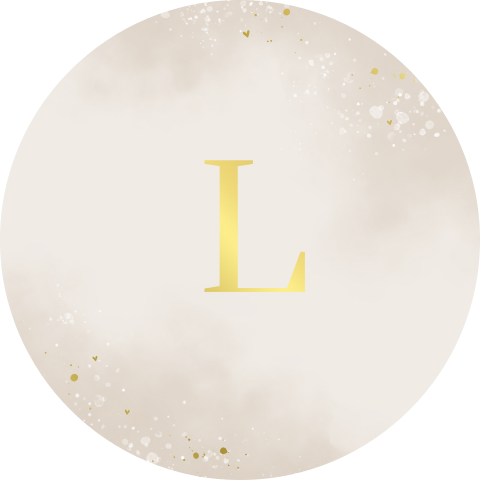 Sluitsticker beige watercolour met goudfolie initiaal
