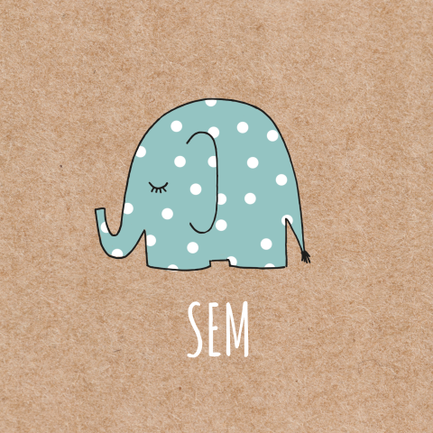 Hip geboortekaartje met stippenolifant