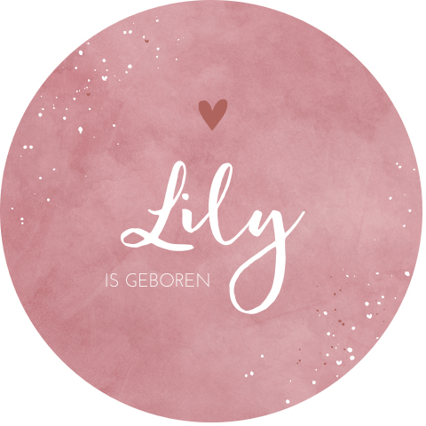 Raamsticker rond met roze velvet look en naam van kindje