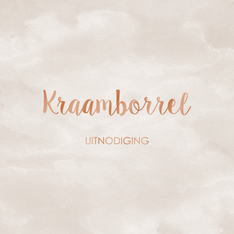 Kraamborrel uitnodiging met beige watercolour en hoogglans