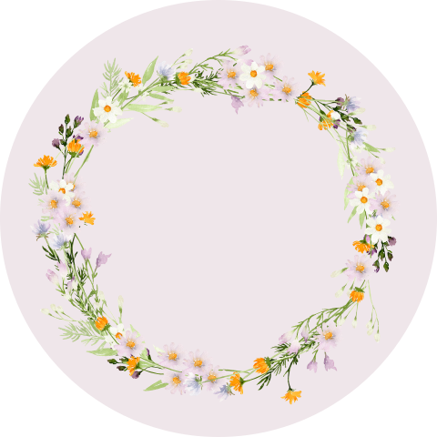 Sluitsticker lila met lieve bloemenkrans