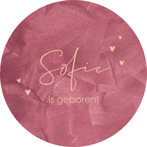 Ronde raamsticker met roze velvet-look en hartjes