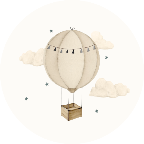 Sticker met luchtballon en wolkjes