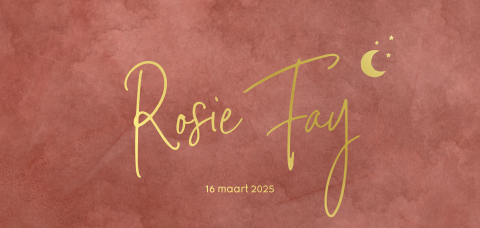 Trendy goudfolie geboortekaartje voor meisje met velvet-look