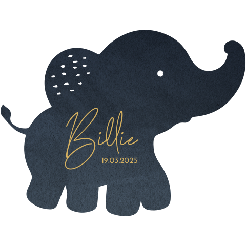 Blauwe velvet-look raamsticker in de vorm van een olifant