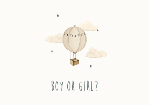 Placemat gender reveal beige met luchtballon