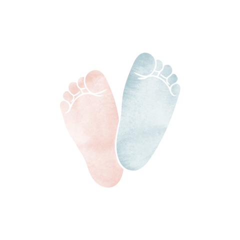 Sticker met roze en blauwe voetjes