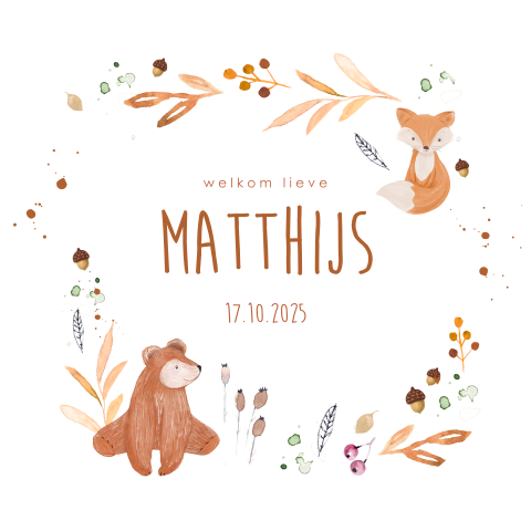 Raamsticker met herfst dieren