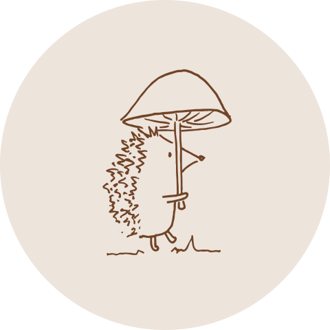 Lieve sluitsticker met lijntekening van egeltje