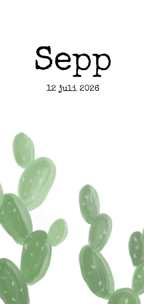 Stoer geboortekaartje cactussen