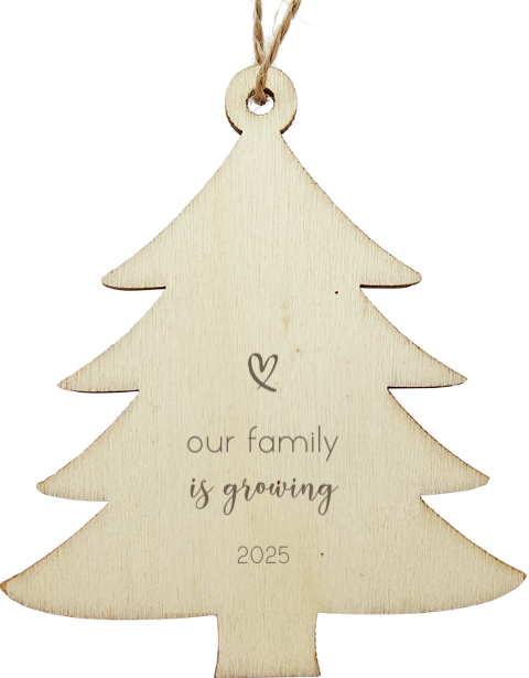 Kerst zwangerschapsaankondiging houten kerstboom met eigen tekst