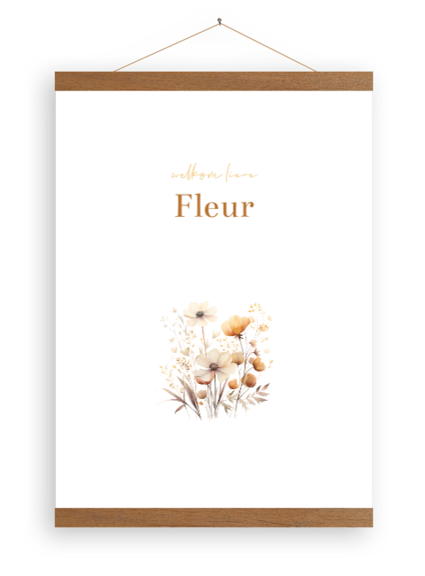 Canvas poster met romantische bloemen en latjes