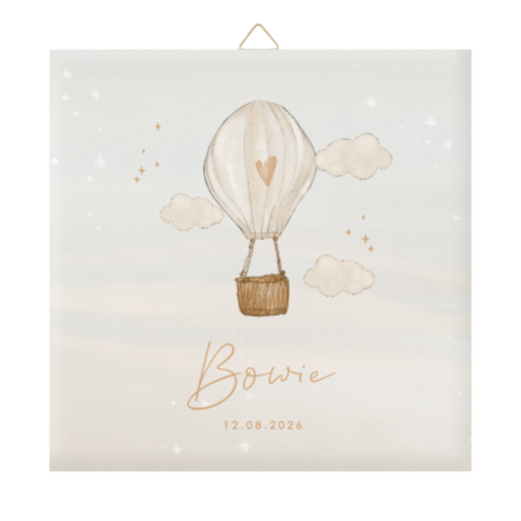 Geboortetegeltje dromerig met illustratie luchtballon