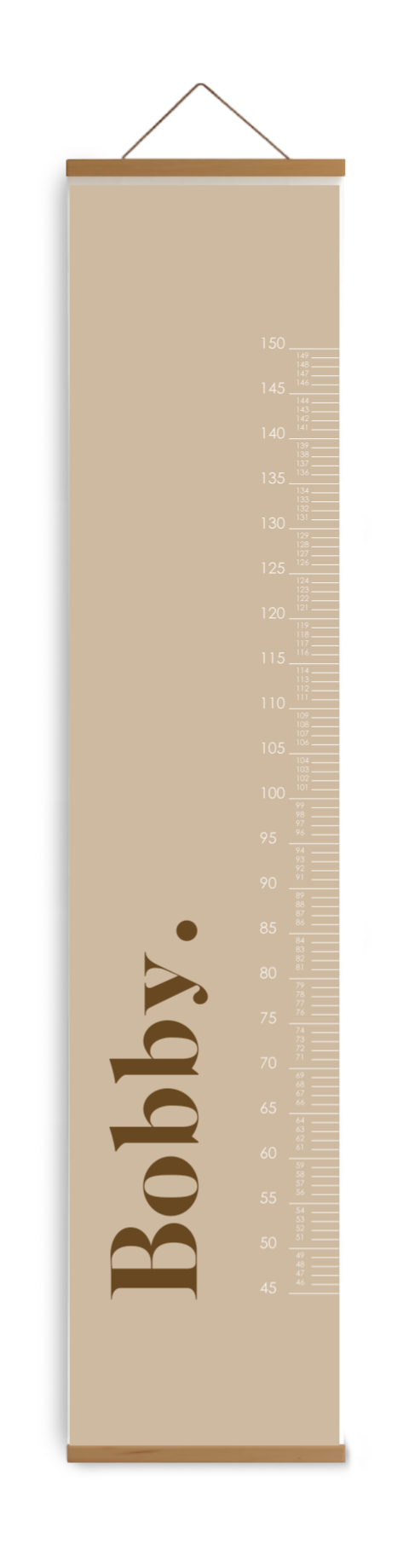 Groeimeter kinderkamer mokka kleur met naam