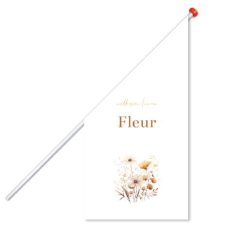Geboortevlag met romantische bloemen