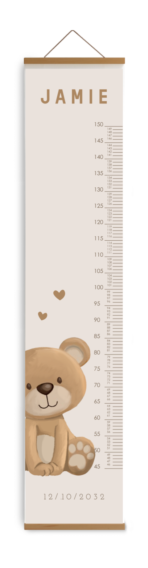 Bewerkbare groeimeter met lief teddybeertje