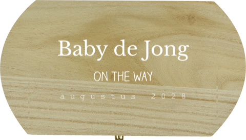 Zwangerschapsaankondiging houten kistje met eigen tekst