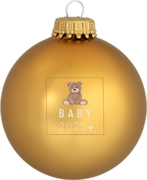 Zwangerschapsaankondiging kerstbal met teddybeer en tekst