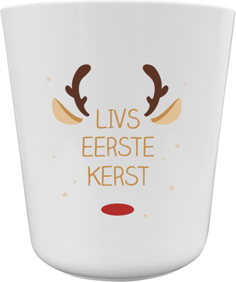 Kerst kinderbeker met rendier en tekst