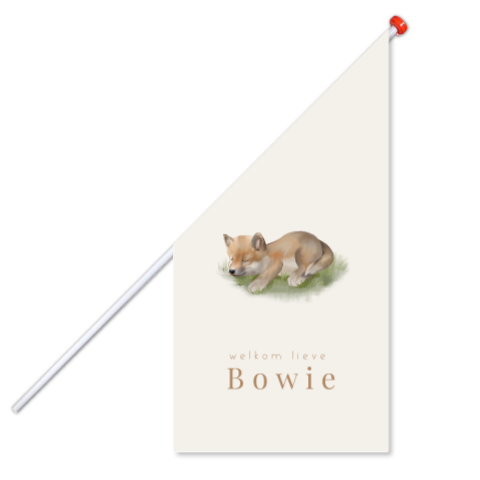 Geboortevlag met watercolour wolf in het gras