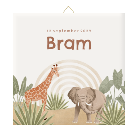 Geboortetegeltje met junglethema en naam