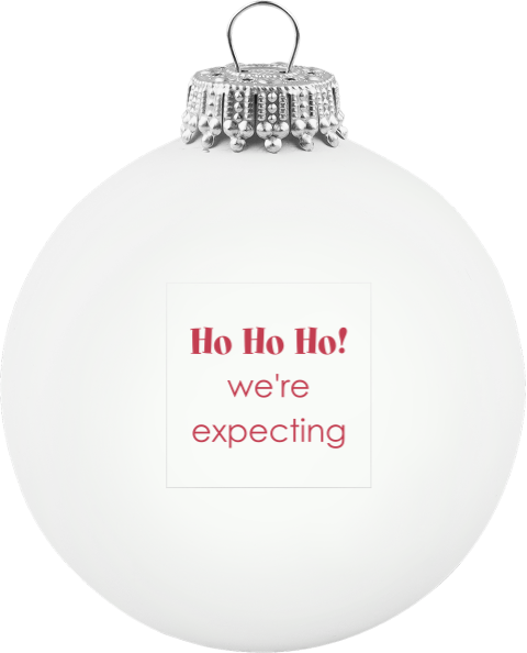 Zwangerschapsaankondiging kerstbal met quote