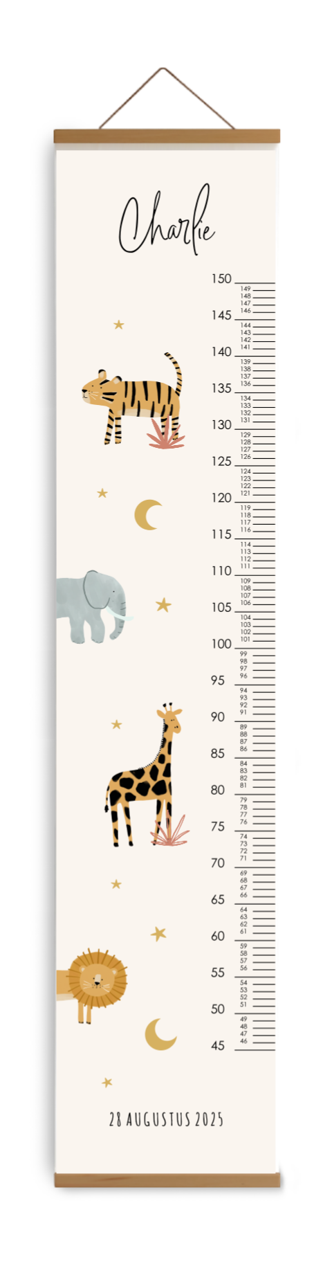 Bewerkbare groeimeter kinderkamer met jungledieren