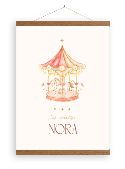 Canvasposter met roze carrousel