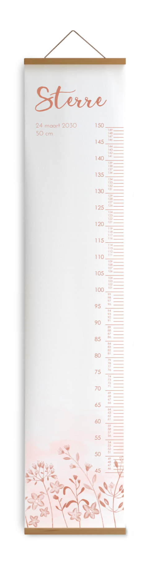 Groeimeter kinderkamer met watercolour bloemetjes