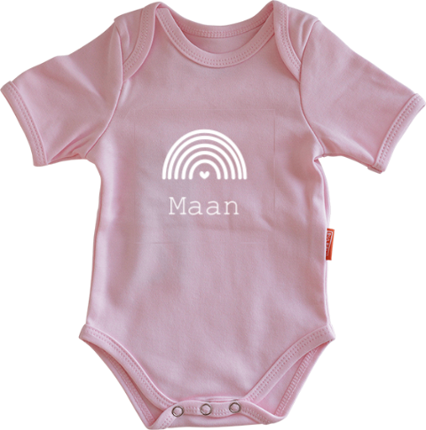 Romper met naam en regenboog