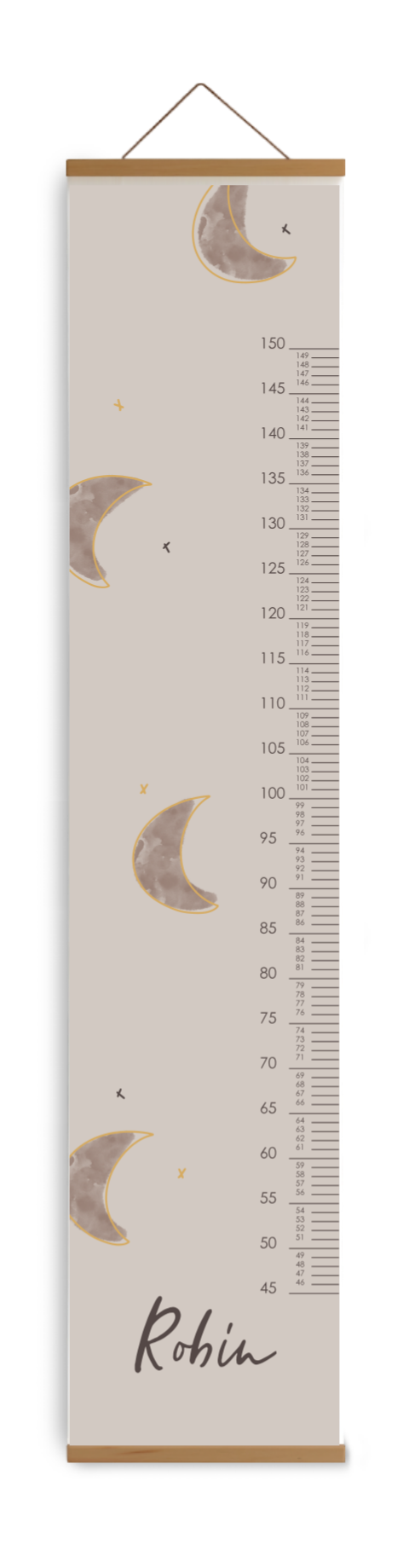 Bewerkbare groeimeter beige met maantjes