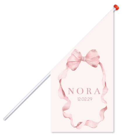 Geboortevlag roze met lint en strik