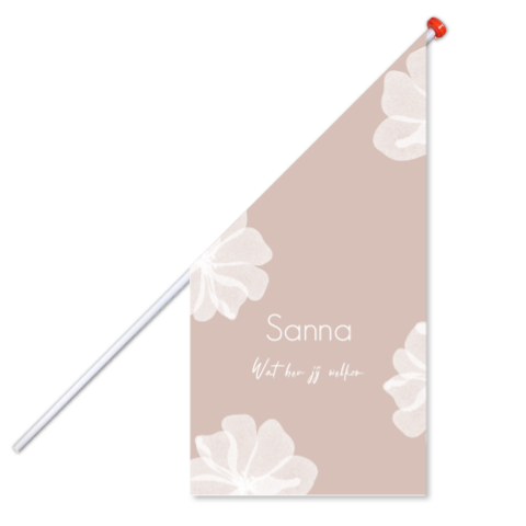 Geboortevlag met witte bloemen