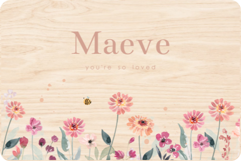 Memorybox met roze bloemen en naam