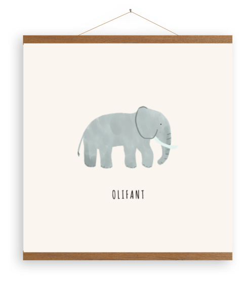 Canvasposter kinderkamer met illustratie van olifant